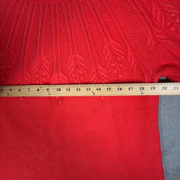 NWT‎ Talbots Women's Coral Red Knit Crew Neck Sweater Leaf Pattern Size L $99 - Picture 6 of 13